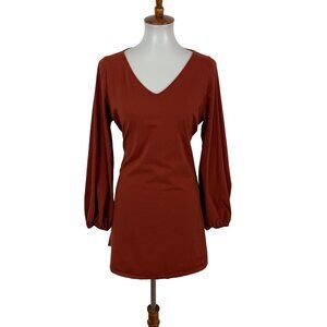 Elegantees Womens Dress Large Burnt Orange Long Sleeve Midi Fall